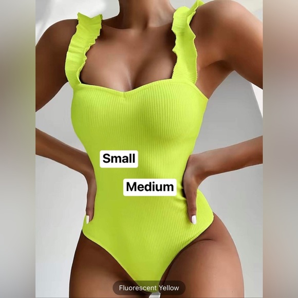 High Cut Lettuce Strap 1 Piece Bathing Suit - Picture 3 of 6